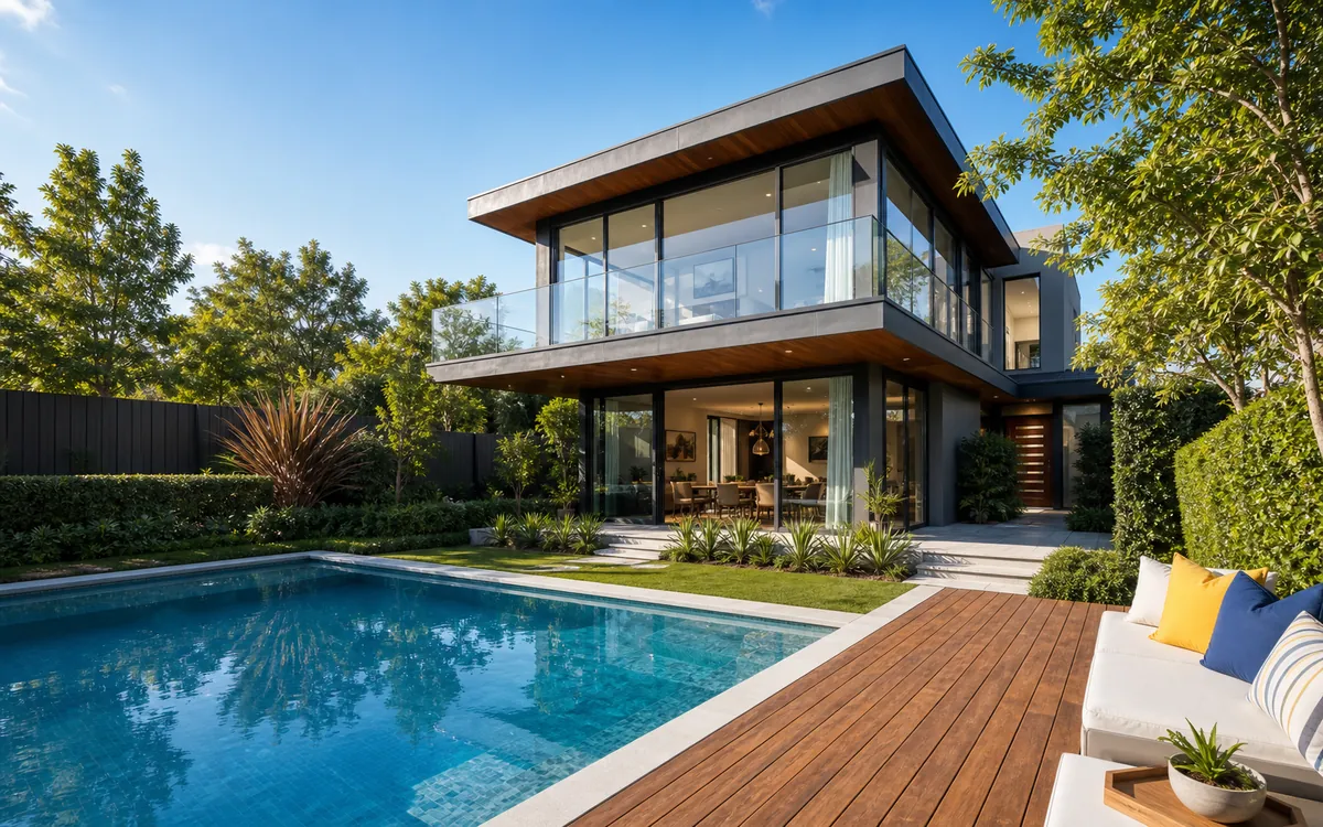 Modern Australian residential home and pool for online SMSF property valuation